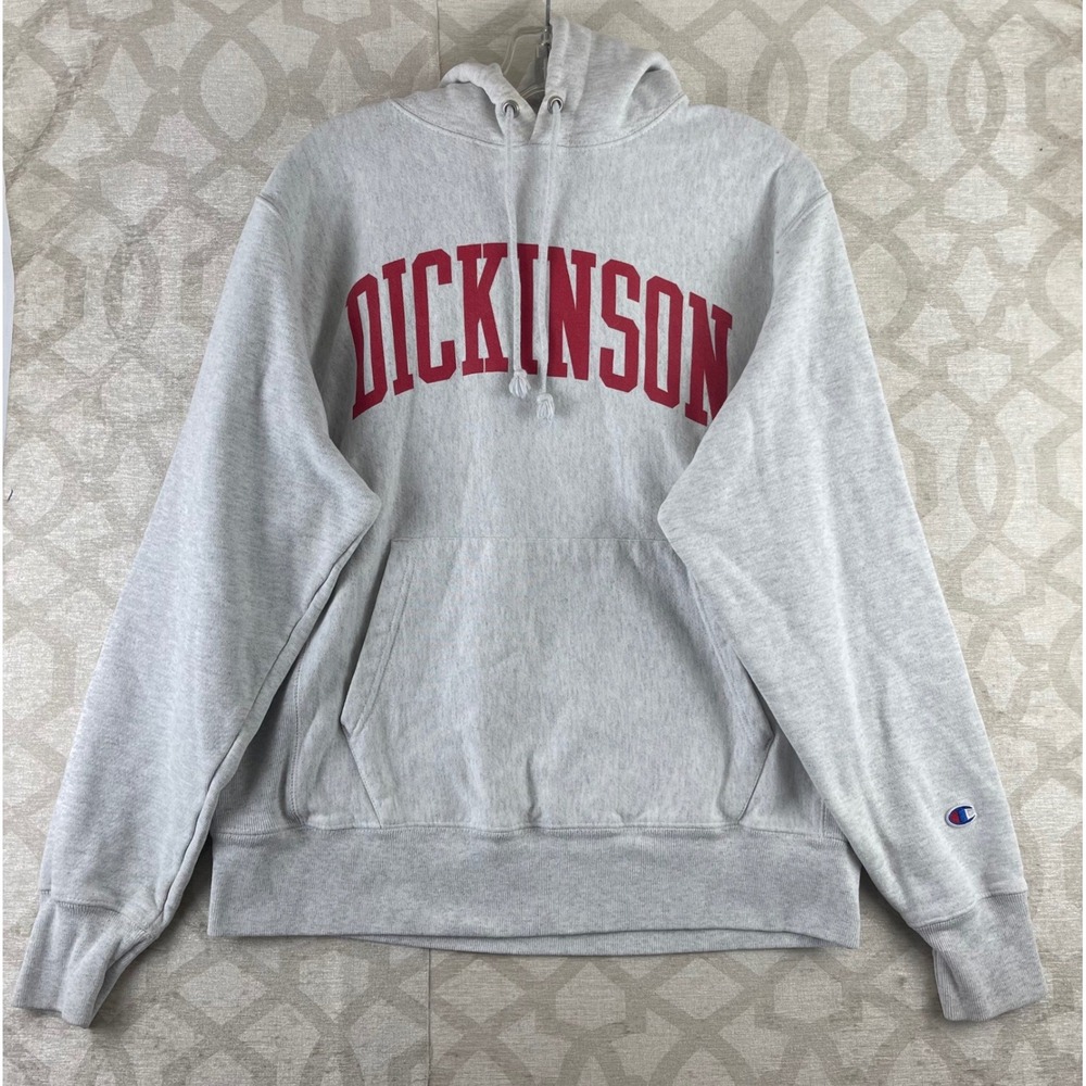 Champion Reverse Weave Mens Medium Gray Dickinson College Heavyweight Hoodie - Picture 8 of 9